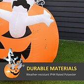 abordables luces de halloween-Decoraciones de Halloween, calabaza inflable de Jack-O-Lantern y fantasmas de 6 pies, exhibición de patio LED para exteriores inflable, impermeable