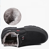 cheap Winter &amp; Snow Boots-Men&#039;s Black Winter Slip-On Boots with Fleece Lining, Waterproof and Warm for Outdoor Cold Weather Wear