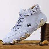 ieftine Adidași Bărbați-adidași verzi, casual, înalți, din piele artificială, pentru bărbați – pantofi ușori, respirabili, cusături manual, cu șireturi, pentru activități în aer liber