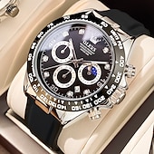 Недорогие Кварцевые часы-Кварцевые часы OLEV для мужчин спортивные наручные часы светящиеся хронографы с календарем многофункциональные водонепроницаемые с силиконовым браслетом