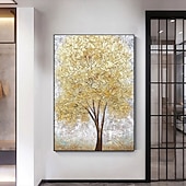 tanie Obrazy z kwiatami/roślinami-100% ręcznie malowane duży nowoczesny obraz olejny na płótnie złote drzewo obrazy do domu salon wystrój hotelu wall art picture walcowane bez ramki!