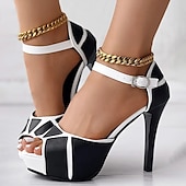 Недорогие Туфли на каблуках-женские белые и черные босоножки на шпильке с открытым носком и ремешком на щиколотке - стильные туфли на высоком каблуке для вечеринок и особых случаев