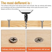 economico Strumenti manuali-Set di 5 punte per trapano svasatore per la lavorazione del legno, con codolo esagonale da 1/4 &quot;per la lavorazione del legno fai da te con una chiave a L # 5 # 6 # 8 # 10 # 12