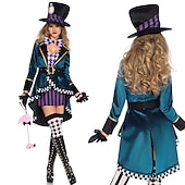 baratos Trajes Femininos-Chapeleiro Louco Dia das Bruxas Traje Cosplay Roupa Alice no País das Maravilhas Festa Fantasias Adulto Mulheres Dia Das Bruxas Carnaval Fantasias fáceis de Halloween Vestir-se