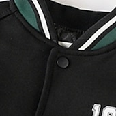 billiga Jackor och rockar för pojkar-barn pojkar ytterkläder basebolljackor ytterkläder färg block bokstav långärmad fickkappa skolsport mode streetwear grön höst vinter 7-13 år