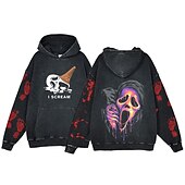 levne Mikiny s kapucí-předvečer Všech svatých Výkřik Ghostface Kostlivec Kapuce Nadměrně velké tričko prané kyselinou Tisk Přední kapsa Grafika Pro Pro páry Pánské Dámské Dospělé Plesová maškaráda Horká ražba Běžné / Denní