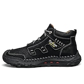 cheap Hiking Boots-Men&#039;s Brown Faux Leather Outdoor Hiking Boots with Handcrafted Stitching, Lace-Up Design, and Non-Slip Sole - Durable and Comfortable Adventure Footwear