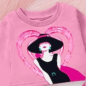 billiga Flickans 3D Vision &amp; Skinande-Flickor 3D Hjärta Grafisk Sweatshirt &amp; Sweatpants Set Klädesset Rosa Långärmad 3D-tryck Höst Vinter Aktiv Mode Dagligen Barn 4 år + Utomhus Semester Datum Normal