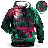 billiga Tröjor för herr-Herr Skepp Grafiska tryck Huvtröja Huvtröjor Tröja Tröja Långärmad Huvtröja Huva Dagligen 3D-tryck Helgdag Utekväll Streetwear Blå Brun Mönster Vår &amp; Höst Designer