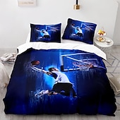 cheap Duvet Cover Sets-3Pcs/2Pcs Basketball Print Duvet Cover Set Bedding Sets Comforter Cover with Soft Lightweight Microfiber