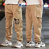 cheap Bottoms-Kids Boys Sweatpants Trousers Pocket Cartoon Letter Breathable Comfort Pants Training Sports Daily Basic Black Avatar Overalls Black Small Label Overalls Army Green Small Label Overalls Mid Waist