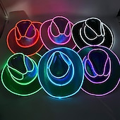 billiga Nyheter-halloween jul el wire light up paljett jazzhatt vuxen neon led lysande festival festklädd keps för män och kvinnor