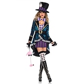 baratos Trajes Femininos-Chapeleiro Louco Dia das Bruxas Traje Cosplay Roupa Alice no País das Maravilhas Festa Fantasias Adulto Mulheres Dia Das Bruxas Carnaval Fantasias fáceis de Halloween Vestir-se