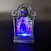 tanie Oświetlenie rekwizytów na Halloween-Halloween czaszka nagrobek lampa nawiedzony dom wystrój wystrój ogrodu domu lampka nocna rekwizyty na przyjęcia świecące oświetlenie led nagrobek