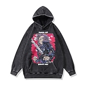 baratos Gráfico de personagem de desenho animado e filme-Moletom Camiseta lavada com ácido extragrande Imprimir Bolso frontal Arte Gráfica Para Casal Homens Mulheres Adulto Baile de Máscaras Hot Stamping Casual / Diário