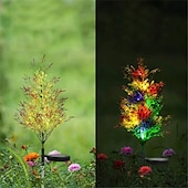 abordables lumières de Noël en plein air-Lumières de sapin de Noël solaires décorations de sapin de Noël en LED artificielles étanches à l’extérieur mini sapins de Noël pré-éclairés à énergie solaire avec lumières pour jardin pelouse chemin