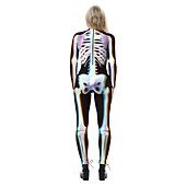 billige Damekostymer-Cosplay kostyme Huddrag Kroppsdrakt Skjelett Kranium Ett Stykke Barne Voksne Dame Karneval Maskerade Mardi Gras Fest Ytelse Enkle Halloween-kostymer Kle deg opp