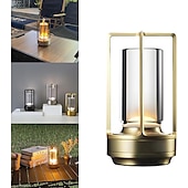 economico Lampade da tavolo-Lampada da tavolo a led senza fili Lampada da scrivania in metallo da bar retrò Ricaricabile Touch Dimmer Luce notturna Ristorante Camera da letto Arredamento per la casa all&#039;aperto