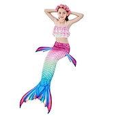 olcso Lányok jelmezei-Sellő Ariel Mermaid Tails Fürdőruha Bikini Hableány Szabadság for Lány Gyermek Álarcos mulatság