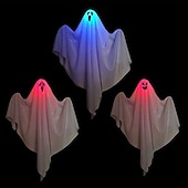 tanie Oświetlenie rekwizytów na Halloween-świecące duch dekoracje na halloween na zewnątrz led wiszące duch dla drzew upiorny oświetlony duch wodoodporne wiszące wystrój halloween ozdoby choinkowe do domu patio stoczni trawnik drzewo