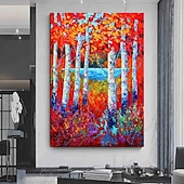 preiswerte Landschaftsgemälde-Handgefertigtes, handgemaltes Ölgemälde, Wandkunst, Frühlingsbirkenwald, Gemälde auf Leinwand, moderne Textur, grüner Baum, Gemälde, Dekor, gerollte Leinwand, kein Rahmen, ungedehnt