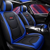 abordables Fundas de asiento para coche-Juego completo de lujo para 5 asientos funda de asiento delantero de coche universal 5D de PU impermeable almohadilla de protector de asiento transpirable