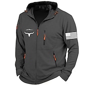 baratos Moletons gráficos masculinos-Homens Gráfico Bandeiras Manga Longa Moletons Com Capuz Roupa de rua Designer Desportos e Ar livre Casual Primavera &amp; Outono Azul Marinha Cinzento Escuro Cinzento Roupa Designer S M L XL XXL 3XL
