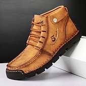 abordables Baskets-bottines en cuir vintage pour hommes – chaussures d&#039;extérieur décontractées à lacets avec semelle antidérapante durable