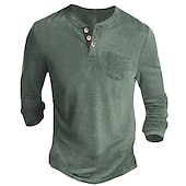 preiswerte Lässiges Henley-T-Shirt-Herren Henley Shirt Tee langarmshirt Glatt Henley Casual Festtage Langarm Button-Down Bekleidung Baumwollmischung Modisch Designer Komfortabel Essential
