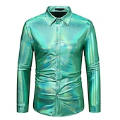 preiswerte Oberteile-Disko 1980er Glänzend Metallisch Bluse / Hemd Maskerade Disco Herren Karnevalskostüm Maskerade Party / Abend Junggesellinnenabschiedsparty Pride Parade Erwachsene Hemd