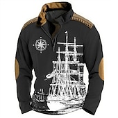 economico Felpe 3D da uomo-Per uomo Navy Felpe Felpa Felpa con zip Maglione Manica lunga Felpa Chiusura lampo quarto Giornaliero Classico Informale Stampa 3D Per eventi Per uscire Abbigliamento di strada Stampa Primavera