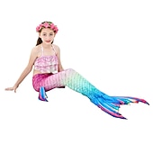 olcso Lányok jelmezei-Sellő Ariel Mermaid Tails Fürdőruha Bikini Hableány Szabadság for Lány Gyermek Álarcos mulatság