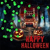 cheap Halloween Lights-Halloween Eyeball Atmosphere Led String Lights 3M 20Leds Halloween Decoration Green Lights AA Battery Power For Party Horror Lighting