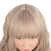 abordables Pelucas de fiesta-Peluca rubia para niñas, peluca corta ondulada con flequillo, peluca rubia rubia, peluca sintética para niñas, peluca para fiesta de carnaval, cosplay