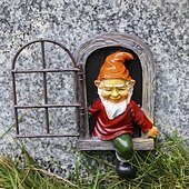 cheap Garden Sculptures&amp;Statues-Fairy Tale Playful Goblin Garden Resin Decoration Statue Decoration, Garden Weatherproof Garden Statue, Tree Window Resin Garden Statuette Garden Decoration