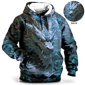 economico Felpe con cappuccio da uomo-Per uomo Animali Drago Felpa con cappuccio Felpe Felpa Maglione Manica lunga Felpa con cappuccio Con cappuccio Giornaliero Stampa 3D Per eventi Per uscire Abbigliamento di strada Stampa