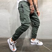 cheap Cargo Pants-Men&#039;s Cargo Pants Trousers Track Pants Jogging Pants Outdoor Athleisure Daily Sports Soft Comfortable Pocket Drawstring Elastic Waist Plain Full Length Fashion Casual Activewear Black Khaki