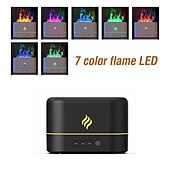 abordables Lumières intelligentes-Lampe LED intelligente simulation de flamme humidificateur à ultrasons diffuseur d&#039;aromathérapie 7 couleurs lumière diffuseur USB filtre gratuit diffuseur d&#039;huile essentielle désodorisant pour