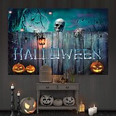 olcso Halloween dekoráció-halloween dekorációk gobelin jack o lámpás tök dekor fal művészet nagy függő gobelin falfestmény dekoráció fénykép háttér takaró függöny otthon hálószoba nappali denevér kísértetház temető