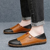 cheap Men&#039;s Slip-ons &amp; Loafers-Men&#039;s Casual Leather Loafers – Slip-On Two-Tone Driving Shoes with Non-Slip Sole for Daily Wear