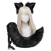 levne Doplňky pro úpravu vlasů-plyšové liščí uši a ocas cosplay doplňky ručně vyráběná simulace šelem uši, obruče do vlasů a ocas, sada šperků