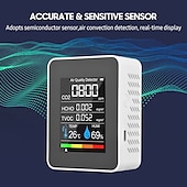 cheap Humidifiers &amp; Dehumidifiers-Multifunctional 5in1 CO2 Meter Digital Temperature Humidity Tester Carbon Dioxide TVOC HCHO Detector Air Quality Monitor