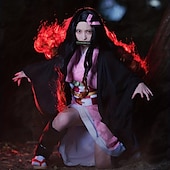 Χαμηλού Κόστους Κοστούμια Anime-Kamado Nezuko Anime Στολές Ηρώων Σύνολα Κιμονό Κοστούμια Cosplay Επίστρωση Εσώρουχα Επιγονατίδες Για Γυναικεία Ενήλικες