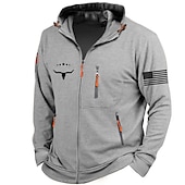 baratos Moletons gráficos masculinos-Homens Gráfico Bandeiras Manga Longa Moletons Com Capuz Roupa de rua Designer Desportos e Ar livre Casual Primavera &amp; Outono Azul Marinha Cinzento Escuro Cinzento Roupa Designer S M L XL XXL 3XL