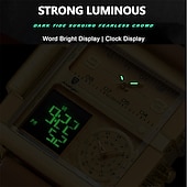 ieftine Ceasuri Quartz-Ceas de lux pentru bărbați POEDAGAR ceas quartz sportiv rectangular rezistent la apă multifuncțional analogic cadran luminos cadouri de Ziua Tatălui