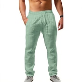 baratos Clássico-Homens Calças Calça verão Calça casual Com Cordão Cintura elástica Listra Conforto Respirável Casual Diário Feriado Moda Estilo Clássico Preto Branco