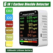 billiga luftfuktare-6-i-1 luftkvalitetsmonitor co2 multifunktionell koldioxidnivåkontroll inomhus co2 larmmätare för hemmakontor bil gym vit