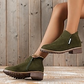 ieftine Botine-Pentru femei Cizme Pantofi de piele intoarsa Mărime Plus Size Cizme cu toc În aer liber Muncă Zilnic Culoare solidă Ghete Botine Iarnă Blocați călcâiul Toc Jos Vârf rotund Epocă Modă Casual PU Fermoar