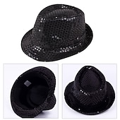 cheap Novelties-Creative LED Flashing Jazz Cap Adult Hip Hop Dance Show Sequin Jazz Hat Glow In The Dark Luminous Fedora Costumes Stage Props