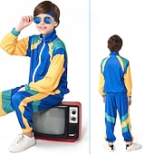 お買い得  1980年代-1980年代 ヒップホップ ストリートスタイル パンツ セット ジャケット ディスコ 仮装 男の子 女の子 カーニバルコスチューム マスカレード パーティー マスカレード カジュアル／普段着 子供用 上着 パンツ